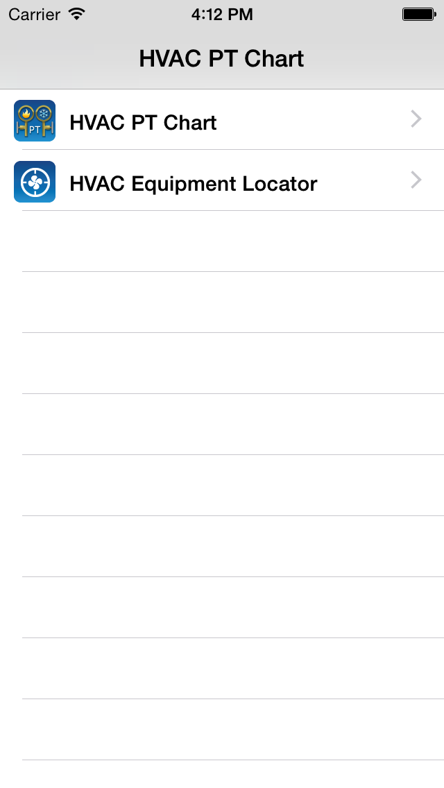 Carmel Software HVAC PT Chart iOS App