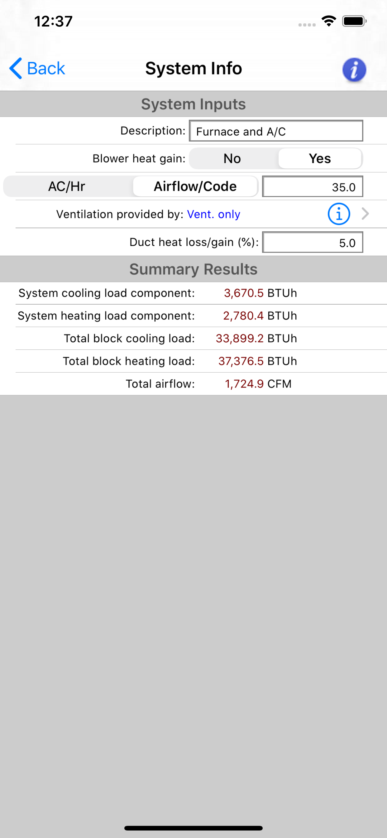 HVAC Residential Load Calcs App