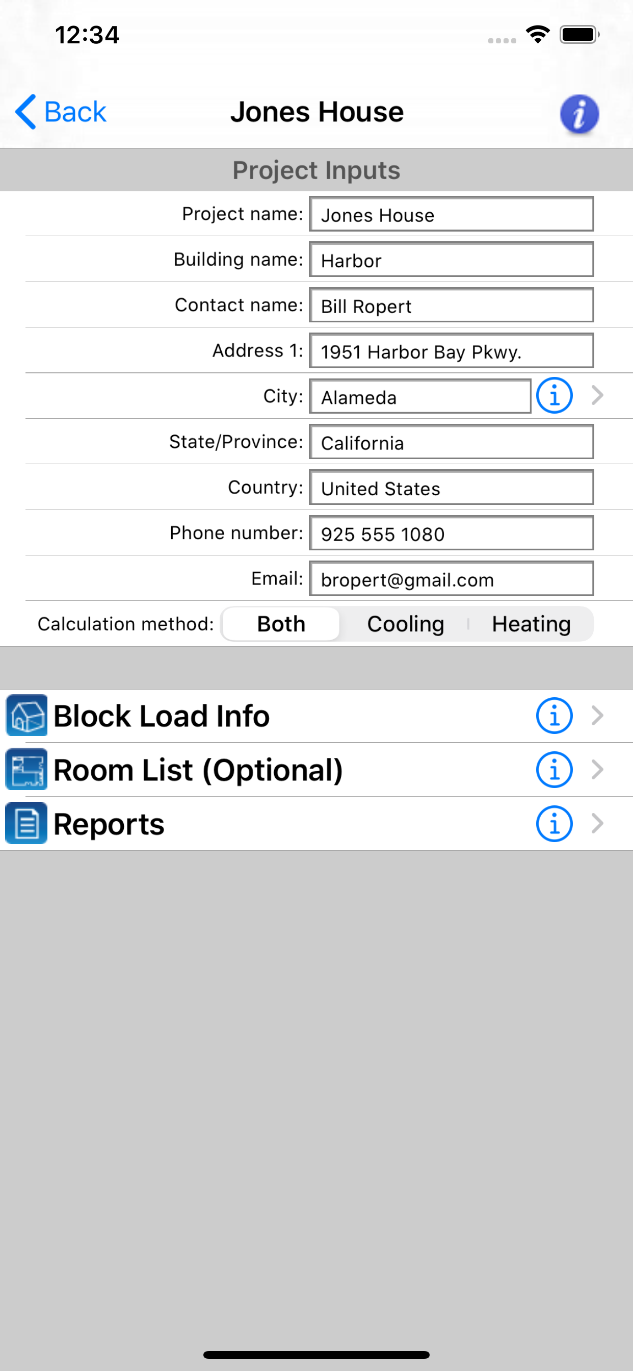 HVAC Residential Load Calcs App